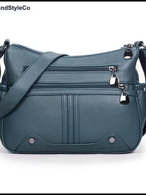Soft PU Leather Shoulder Handbag Multi Pocket Crossbody Bag Medium Roomy Tote